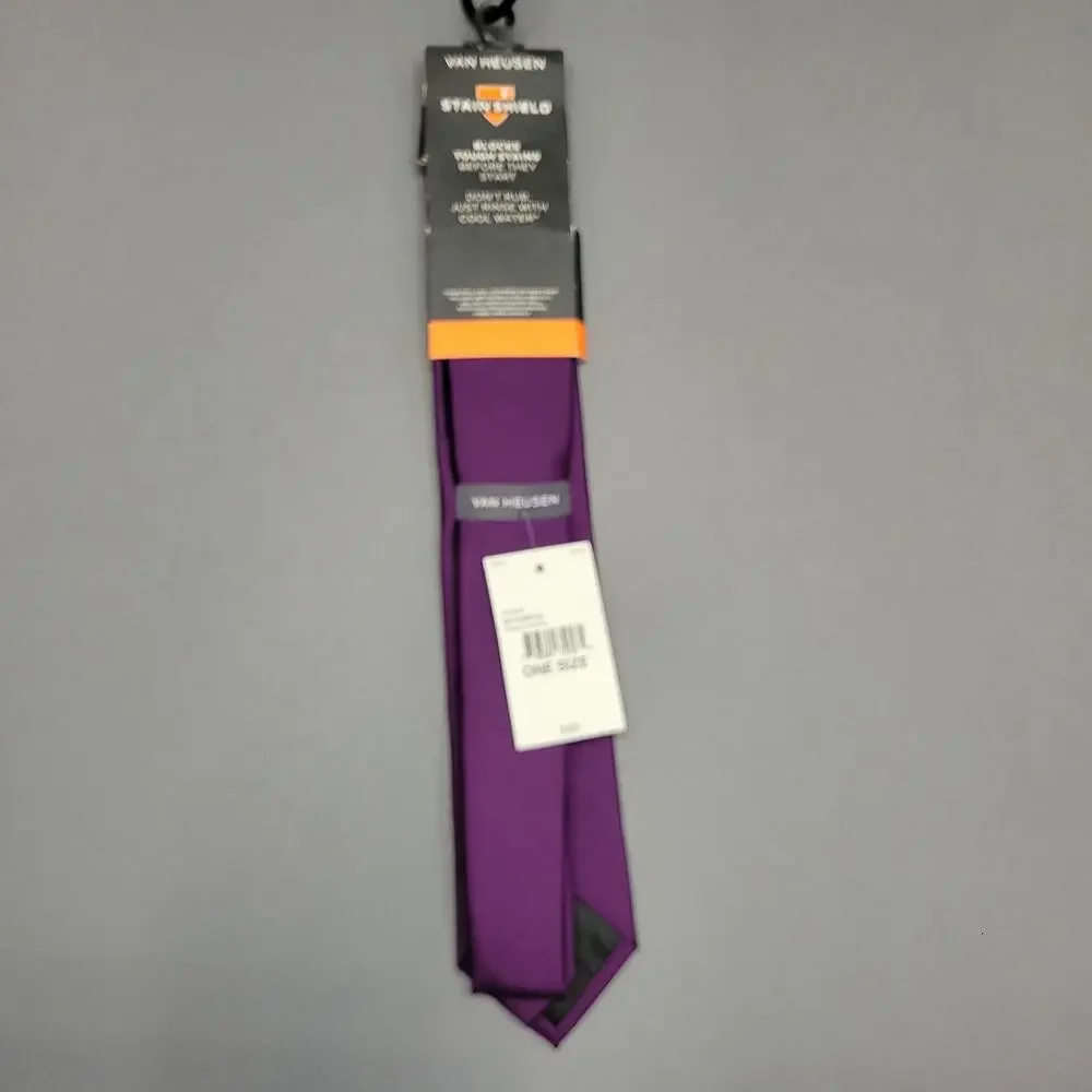 Van‎ Heusen Necktie Mens Purple Extreme Stain Shield Defense Jacquin Lines New
